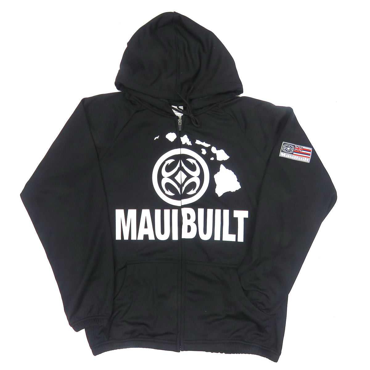 Maui Built Logo Zip Hoodie Jacket Black Maui Built Hawaii