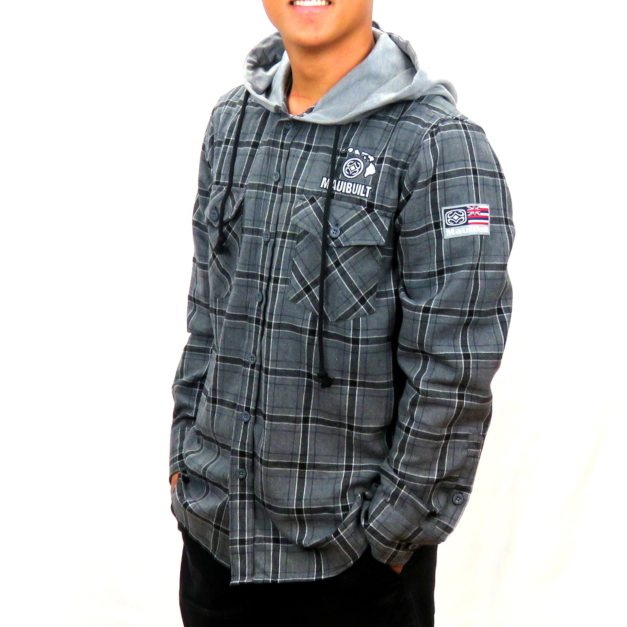 Flannel with built in hoodie outlet