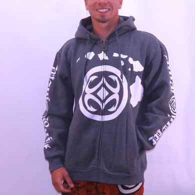 Maui Built Logo Zippered Fleece Hoody - Grey