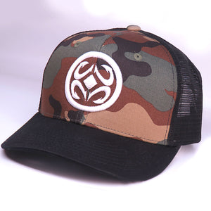 Maui Built Circle Logo Embroidery Camo Meshback Cap