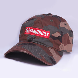 Maui Built Red Bar Camo Buckle Back Cap