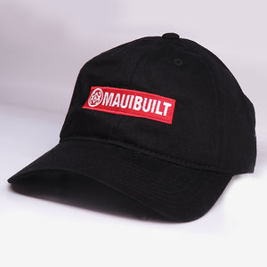 Maui Built Red Bar Black Buckle Back Cap