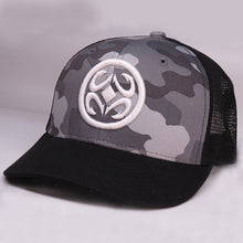 Load image into Gallery viewer, Maui Built Circle Logo Embroidery Grey Camo Meshback Cap
