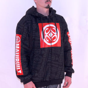 Maui Built Red Bar Logo Zippered Fleece Hoody