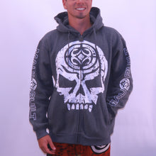 Load image into Gallery viewer, Maui Built Skull Logo Zippered Fleece Hoody - Grey