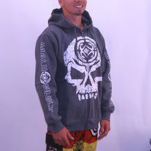 Load image into Gallery viewer, Maui Built Skull Logo Zippered Fleece Hoody - Grey